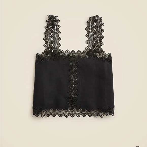 J. Crew Black Camisole with Lace Detail - Picture 1 of 4